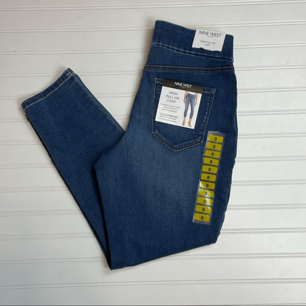 Nine west heidi pull on crop yoga stretch jeggings size 8